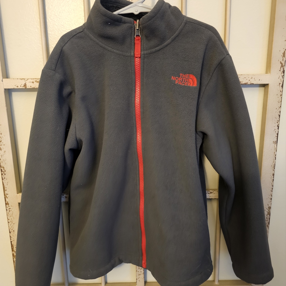 The North Face Gray Fleece Jacket with Red Accents